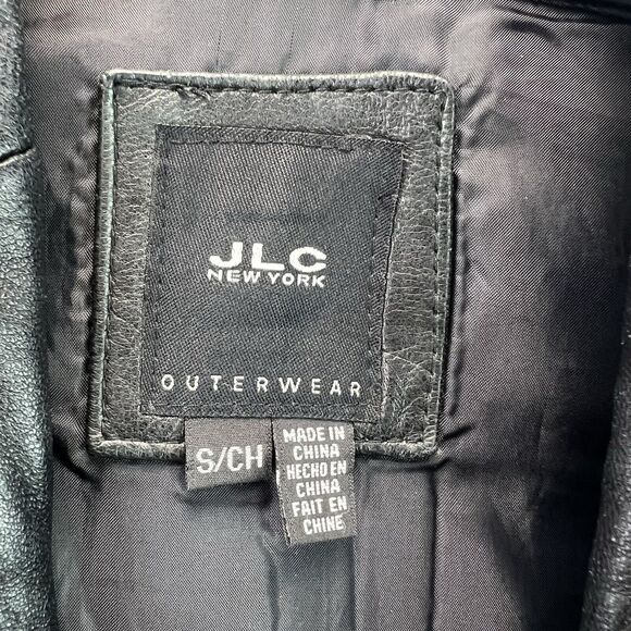 Vintage JLC New York Women’s Black Leather Button Front Jacket Size Small 90s - Picture 5 of 9